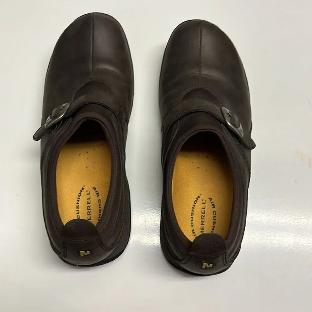 Merrell Brown Performance Slip-on Faux Buckle Footwear Shoes- Size 8